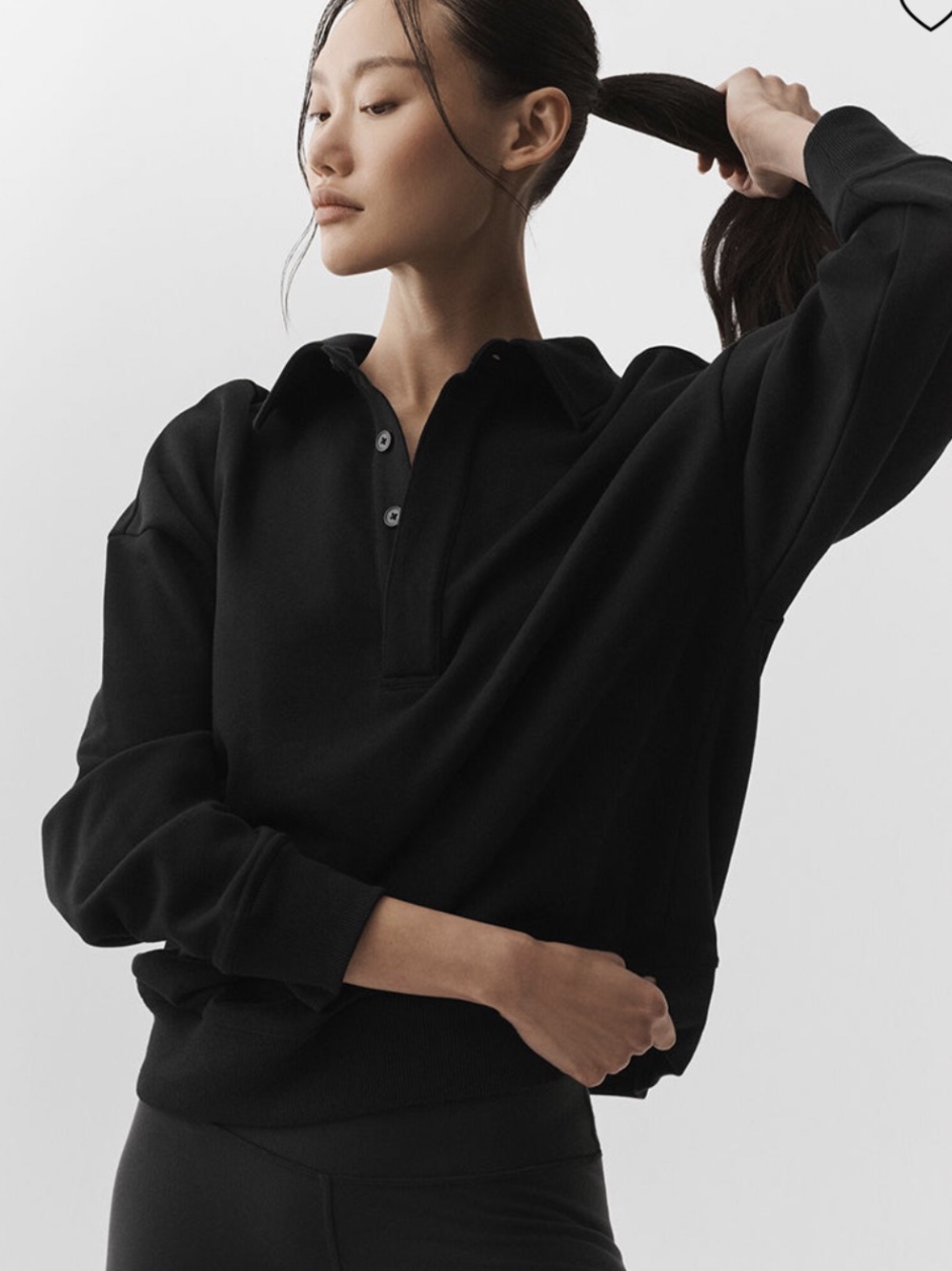 ♡ Alo Yoga Take It Easy Long Sleeve Cropped Henley Pullover